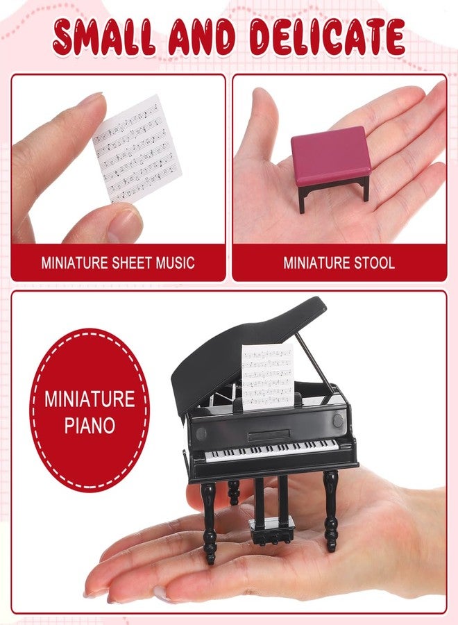 ياردوي بيانو ياردوي المصغر لتزيين بيت الدمى، بيانو صغير مزخرف بغطاء قابل للفتح، إكسسوارات منزلية مصغرة، لمسة مميزة لغرفة الموسيقى - Image 2